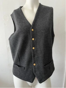 The Emporium unisex 100 percent wool v neck sleeveless Vest charcoal Gray M - Picture 1 of 5