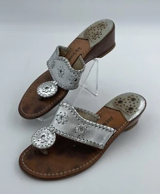 Jack Rogers Silver Metallic Wedge Sandals Women Size 7 - Image 1 of 4