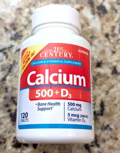 21st Century Calcium 500+D3 Bone Health Support 120 Tablets exp: 10/2027 - Picture 1 of 7