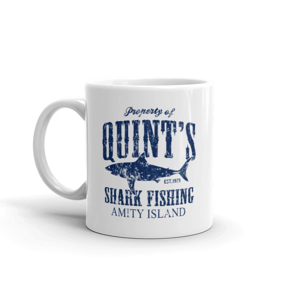 Taza Quint's Shark Fishing blanca brillante Foto 1 de 1