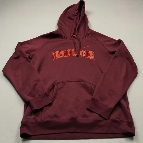 Virginia Tech Hokies Hoodie Youth XL Red Purple Orange Nike Sweatshirt NCAA Logo Cover