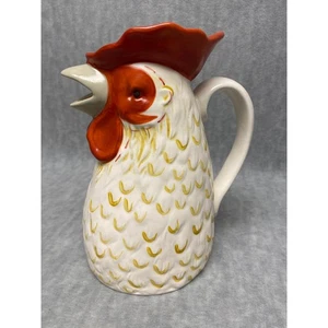 Threshold Stoneware Rooster Pitcher Farmhouse Kitchen Decor Ceramic Chicken - Picture 1 of 6