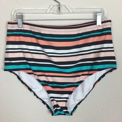 Pantalones de baño Torrid a rayas negras y melocotón talla 1 Foto 1 de 4