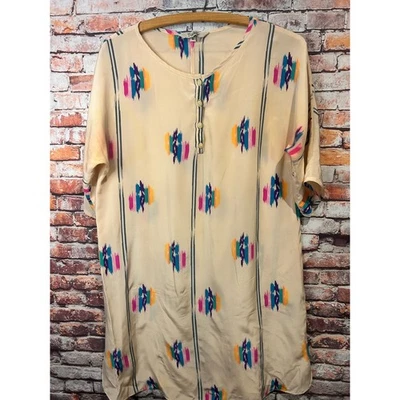 Tucker шелк shift кремовый розовый короткий рукав платье женщин размер средний - Изображение 1 из 4