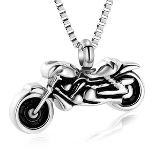 Motorcycle Urn Necklace Cremation Jewelry for Ashes Motorbike Memorial Necklace - Picture 1 of 28