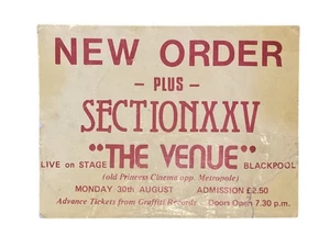 Original NEW ORDER Montag 30. August 1982 Veranstaltungsort Blackpool Konzertkarte - Bild 1 von 3