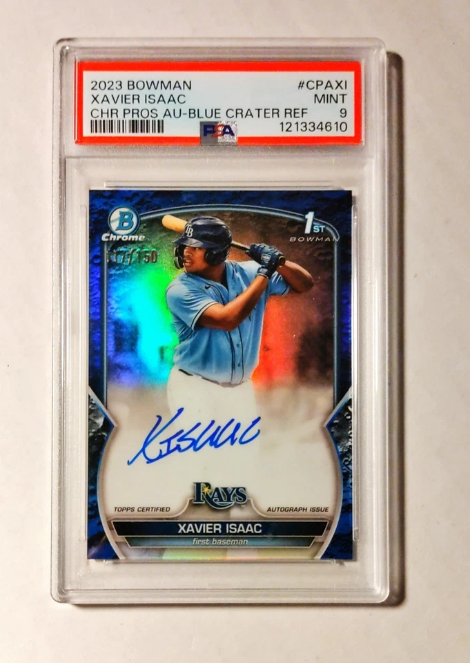 Xavier Isaac PSA 9 2023 1st Bowman Chrome AUTO Lunar BLUE REFRACTOR /150 G6 - Image 1 of 1