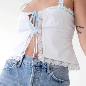 Gerücht weiß Spitze Cami Landhaus Bauern Tank Top XS quadratischer Ausschnitt Shirt Bluse - Bild 1 von 5
