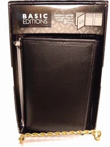 Schwarze neue Basic Edition echte Leder-Geldbörse mit Dreifachfaltung - Bild 1 von 6