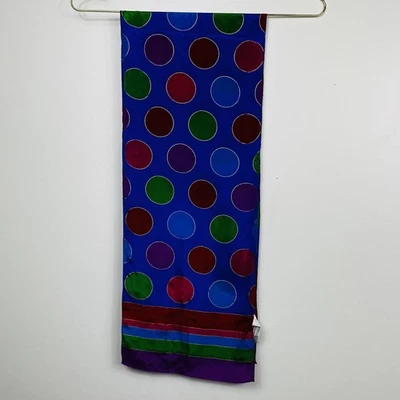 Bufanda vintage Liz Claiborne 100 % seda bloque de color audaz lunares rectángulo Japón Foto 1 de 4