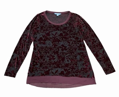 Женский бархатный прозрачный топ Simply Vera Wang Burnout Whimsigoth Holiday темно-бордовый M - Изображение 1 из 4