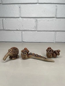 Vintage Whimsical Australian Pottery Animals Figurine Lot Of 3 Echidna Slug Worm - Picture 1 of 17