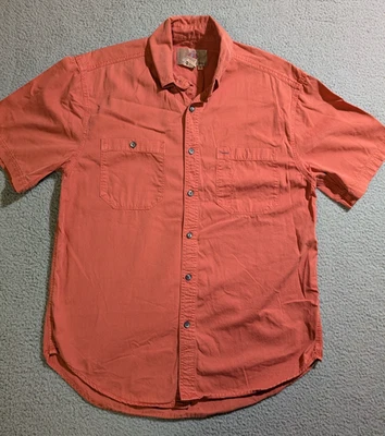 The Territory Ahead 男式纯色橙色纽扣短袖衬衫/M 码 — 第 1/4 张图片