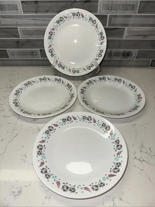 Corelle~NORDIC BLOOM~Appetizer/Bread/Dessert Plate~Floral Rasberry Teal~Set of 4 - Picture 1 of 10