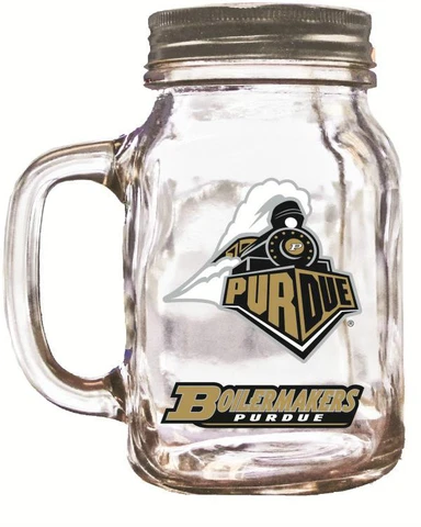 Purdue Boilermakers Glass Mason Jar and Lid Cover