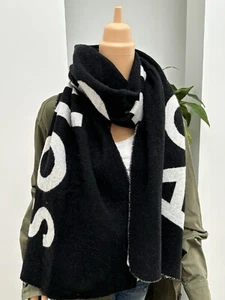 Acne Studios Woll Schal schwarz mit Logo - Bild 1 von 9