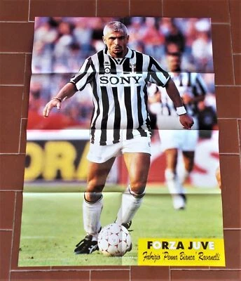 Poster Forza Juve FABRIZIO RAVANELLI Promo SONY Juventus 1995 38x53 double face - Immagine 1 di 2