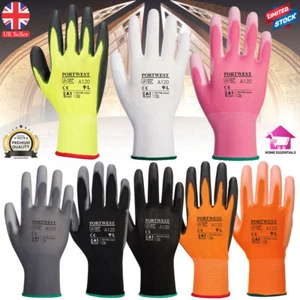 Portwest Nylon UK PU Palm Coated Work Wear Gardening DIY Thermal Gloves A120 - Picture 1 of 15