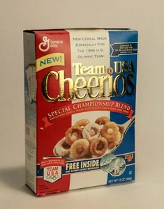 1996 Team USA Cheerios Müslischachtel SELTEN ungeöffnet mit KOSTENLOSEM Olympia-Medaillon - Bild 1 von 3