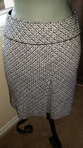 Ann Taylor LOFT Cotton Blend Woven Skirt Black/White Sz 6 EUC - Picture 1 of 6