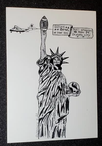 Statue of Liberty- Satire- Super Bowl 1992 - Roger Larmande Sizi postcard - Picture 1 of 2
