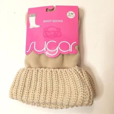SUGAR BOOT SOCKS TAN BEIGE NWT WOMEN’S SZ S/M 5–7 COZY RAIN BOOT LINER - Image 1 of 4