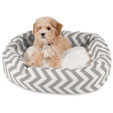  Sherpa Chevron Bagel Pet Bed for Dogs, Calming Dog Bed Washable, Small, Grey