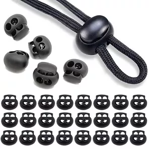 Spring Cord Lock, End Stopper Fastener Slider Toggles Clip 30pcs Double Hole - Picture 1 of 6