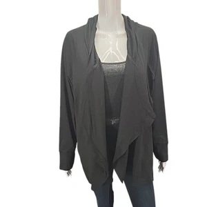 Cuddl Duds Womens Hooded Open Front Cardigan 2X 3X Plus Size Black Long Sleeves - Picture 1 of 8