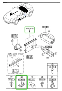 8x Mazda Mx5 Miata NA | Door Sill Trim Grommet Clips | Part No. 68-402B | 89-97 - Picture 1 of 9