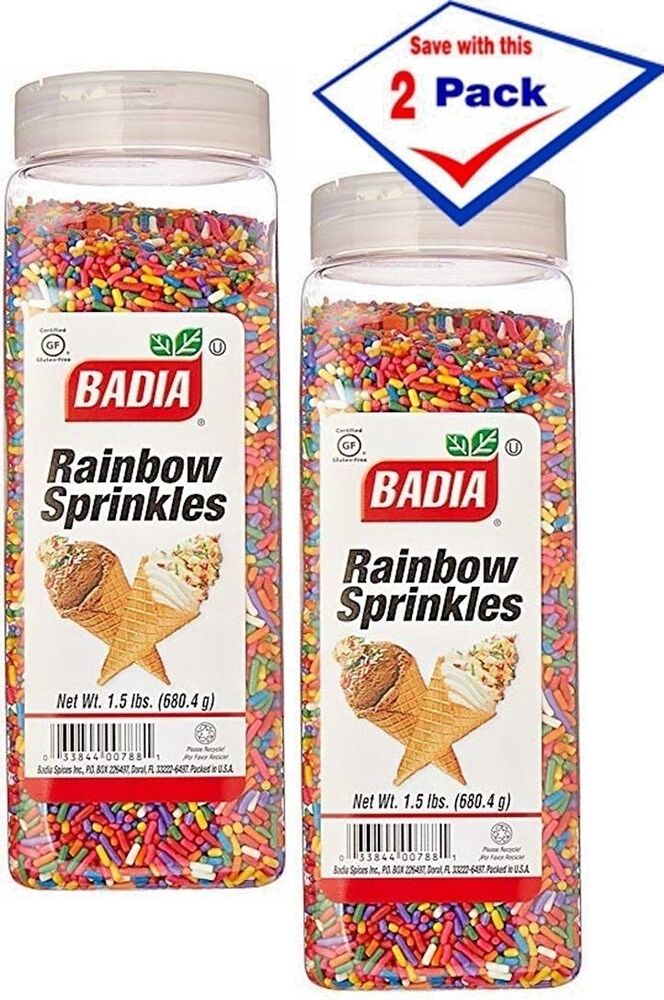 2 Pack - Badia Rainbow Sprinkles 1.5 lbs each (3 Lbs total)