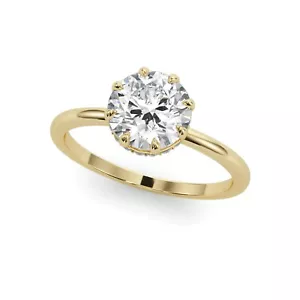 1.24 CT Round EF VS/SI Lab Grown Diamond 14k Yellow Gold Women's Wedding Ring - Picture 1 of 10