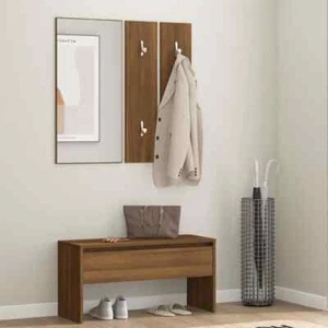 NNEVL Hallway Furniture Set Brown Oak Engineered Wood - Picture 1 of 8