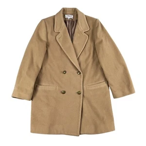 VTG Forrani Forecaster of Boston 100% Wool Double Breasted Tan Peacoat Sz 8 - Picture 1 of 6