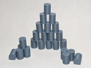 (100) - 55 Gallon Drum Barrels 1:87 Blue HO Scale Lot Set Walthers Herpa Wiking