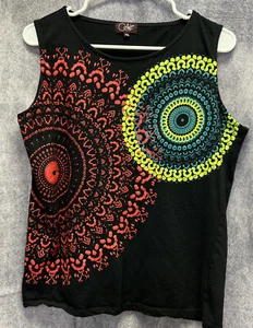 Coline Size XXL Multi Color Graphic Shirt Sleeveless Stretch Neon - Picture 1 of 8
