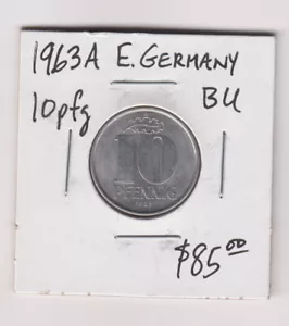 East Germany 10 Pfennig 1963 A Rare Grade UNC 10 pFG Wheat Deutschland - Picture 1 of 2