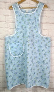 Vintage Blue Floral Full Length Apron X-2X Pocket USA Butterfly Fashions Brand - Picture 1 of 7