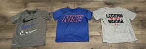 Lot of 3 Under Armour/Nike Logo T Shirts Gray & Blue Size 6 - Picture 1 of 11