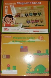 Magnetic Color & Number Maze Board + Small Train Beads, Wooden Sorting Learning - Picture 1 of 2