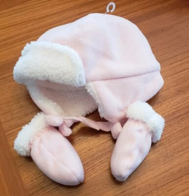 Conjunto de manopla de sombrero de invierno para niñas de 0-6 meses ROSA polar #17021 Foto 1 de 4