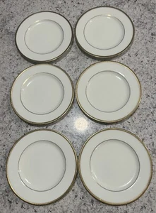 Set of 6 (SIX) Noritake Troy Bone China Bread Butter Plates 6.5" Gold rim - Picture 1 of 5