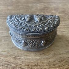 Antique Burmese Myanmar Jewel House GMT Buddha Hindu Jewelry Silver Box Marked
