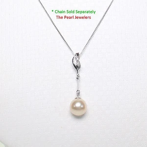 14kt White Gold Bail Dangling a 7.5-8mm AAA Peach Cultured Pearl Pendant  TPJ - Picture 1 of 12