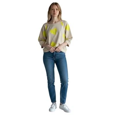 Sudadera Hard Candy Y2K Beige Amarillo Estampado Corazón Lentejuelas XXL Pullover Lindo Acogedor Foto 1 de 4