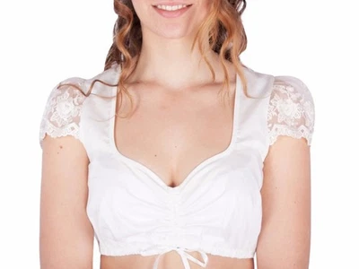 Krüger Dirndlbluse Charmella ecru Spitze Dirndl Bluse Herzausschnitt - Bild 1 von 3