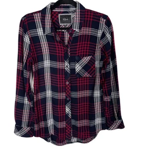 Camicia blusa manica lunga Rails XSmall XS blu navy rosso bianco cacciatore quadri colletto - Foto 1 di 11