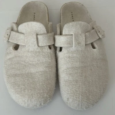 Zara Home Felt Lined Adjustable Buckle Mule Clog Sip On House Outdoor Slipper 36 - Image 1 of 4