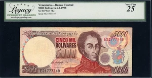 Billete Central Banco 5.000 Bolívares Venezuela 1998 SCWPM-78c ¡¡ENVÍO GRATUITO!!! - Imagen 1 de 2