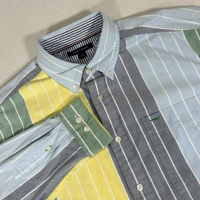 Camisa Tommy Hilfiger Abotonada Bloque de Color Y2K Para Hombre Grande Manga Larga De Colección Foto 1 de 4